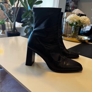 Tony Bianco Black Leather Block Heel Ankle Boots